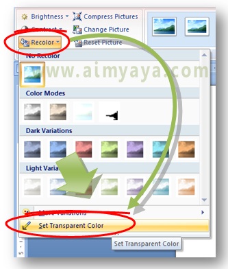 Gambar: Cara memilih warna transparan untuk gambar di Microsoft Word
